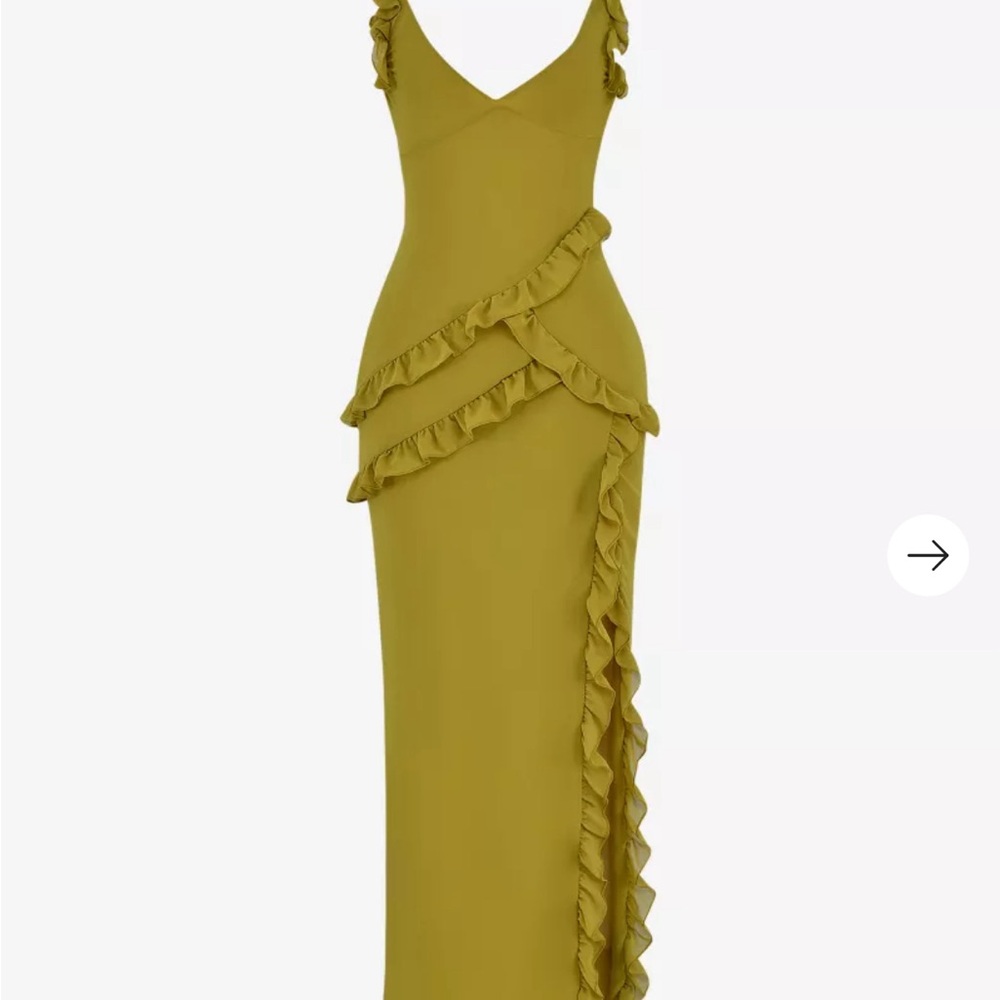 House of CB Olive Pixie Ruffle Maxi Dress